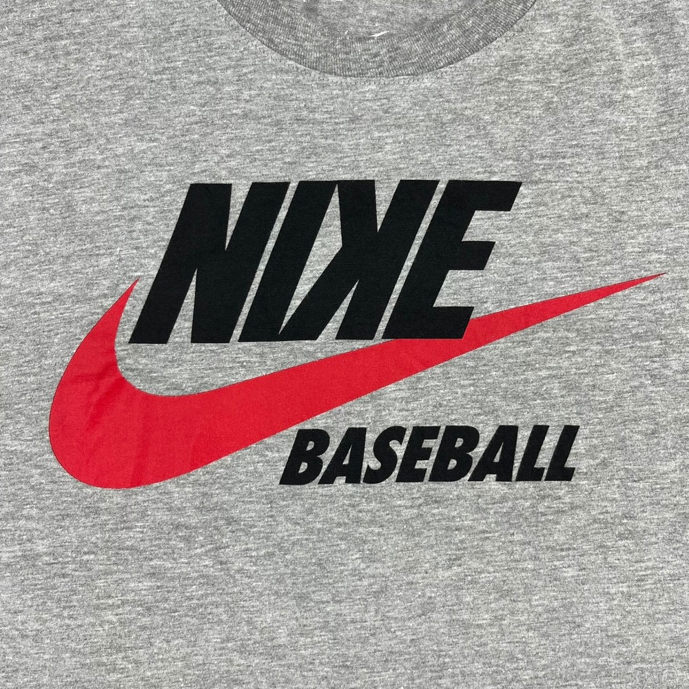Nike Baseball‎ Graphic T-Shirt Mens XXL Heather Gray Short Sleeve Swoosh Tee - Picture 4 of 14
